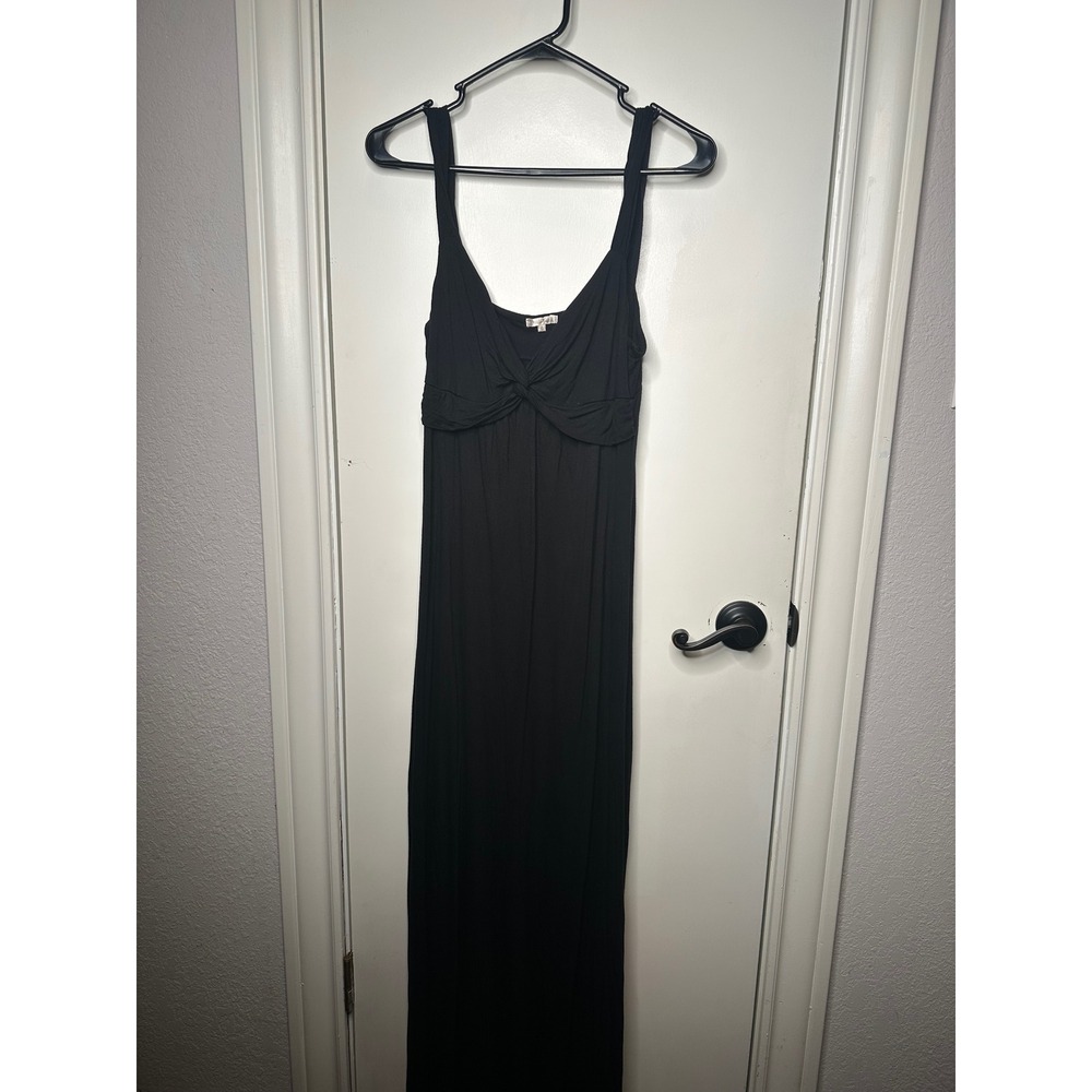 Matty M Womens Black Twist Front V-Neck Sleeveless Knit Maxi Dress Small